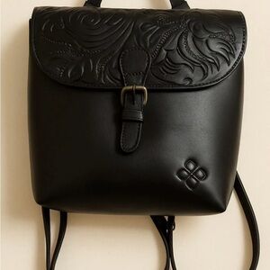 Patricia Nash VATONI Black Embossed Leather Backpack/Purse NWOT